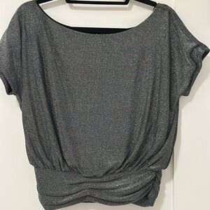 Shimmering Gray Short Sleeve Top - Express